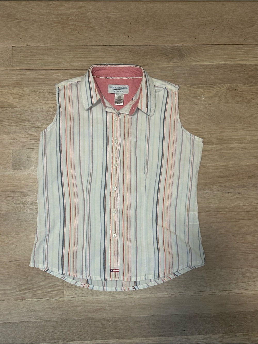 Wrangler Blues Vintage 90s Texas Flat Embroidered Striped Button Up